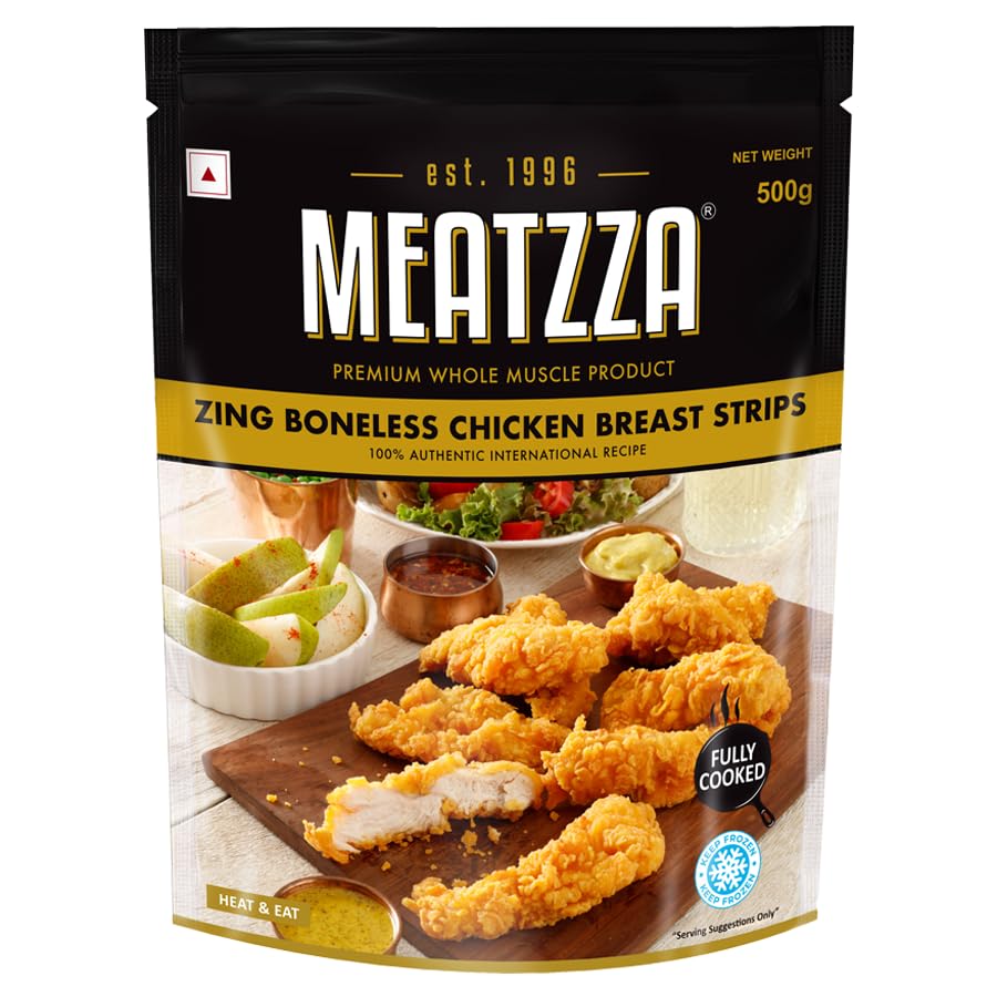 Meatzza Zing Boneless Chicken Breast Strips, 500g